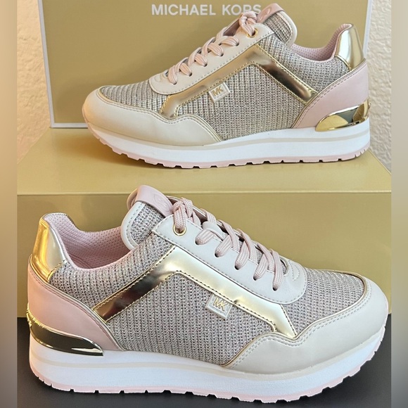 Michael Kors Maddy Leather and Glitter Chain-Mesh Trainer - Size 10 - Picture 6 of 7